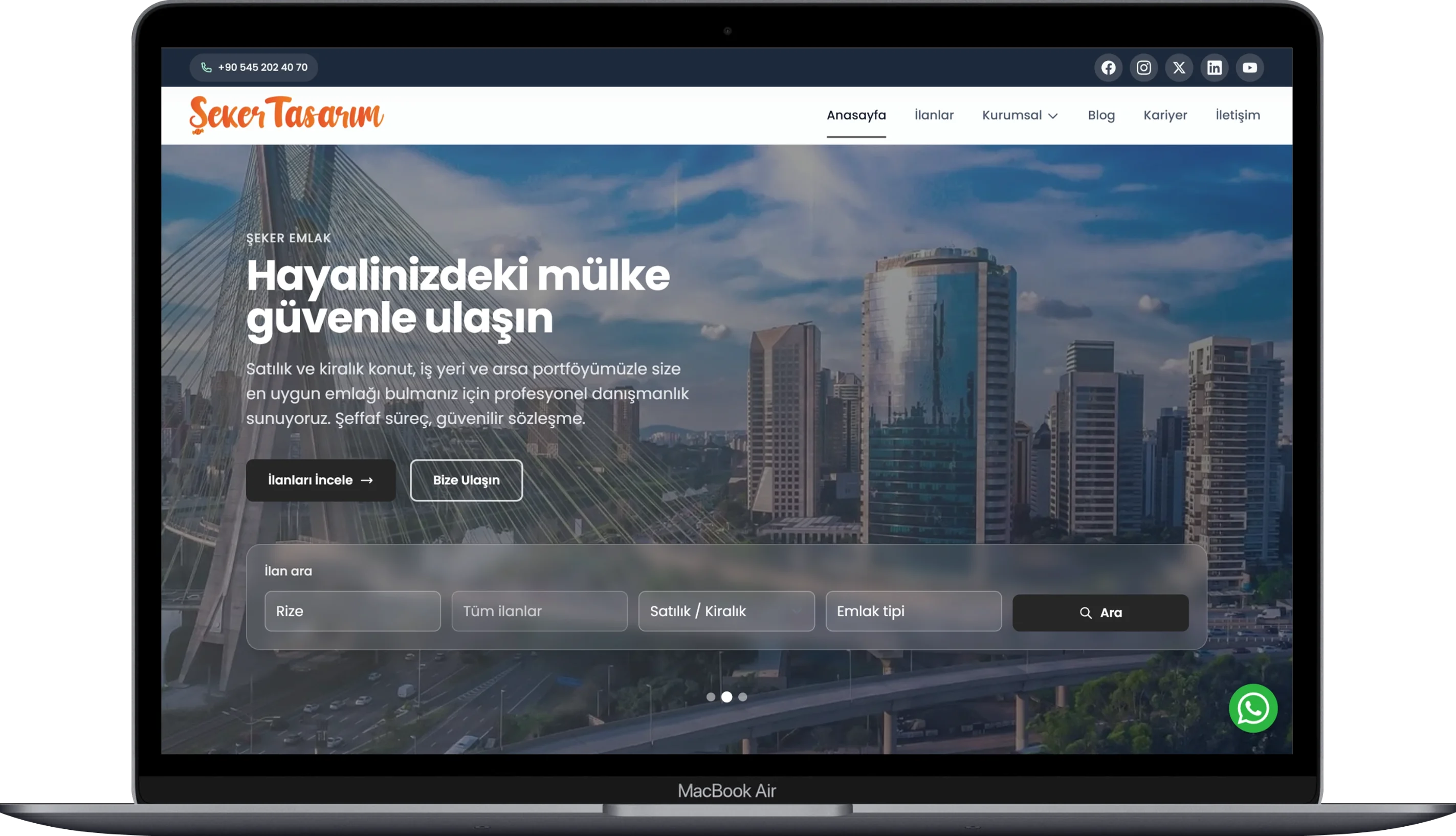 Şeker Emlak yönetim paneli ekran görüntüsü